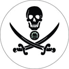 Jolly Roger Pirate Skull & Swords White Spare Tire Cover