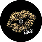Kiss Leopard Cheetah Print Lips XOXO Black Spare Tire Cover