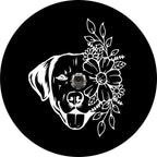 Labrador Retriever With Flowers Black Spare Tire Cover