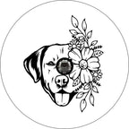Labrador Retriever With Flowers White Spare Tire Cover