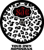 Leopard Cheetah  Print Grey Spots Monogram Spare Tire Cover