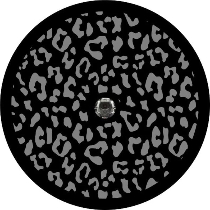 Leopard Print Black Spare Tire Cover
