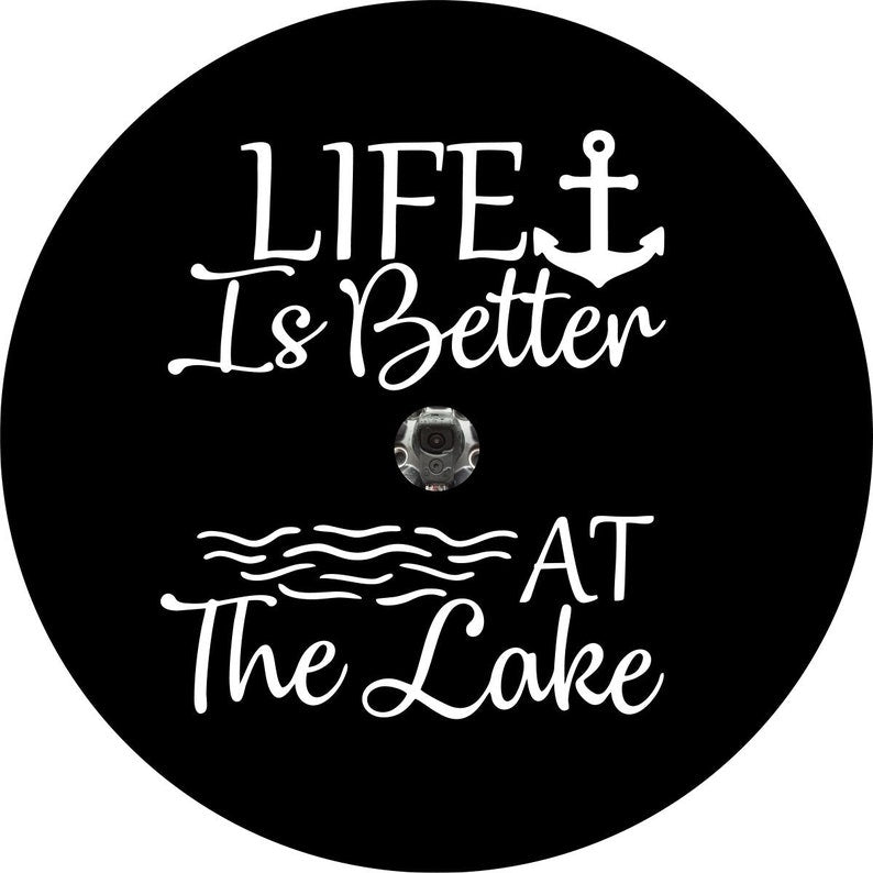 Life Is Better At The Lake Black Spare Tire Cover