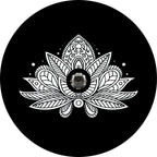 Lotus Flower Mandala Black Spare Tire Cover