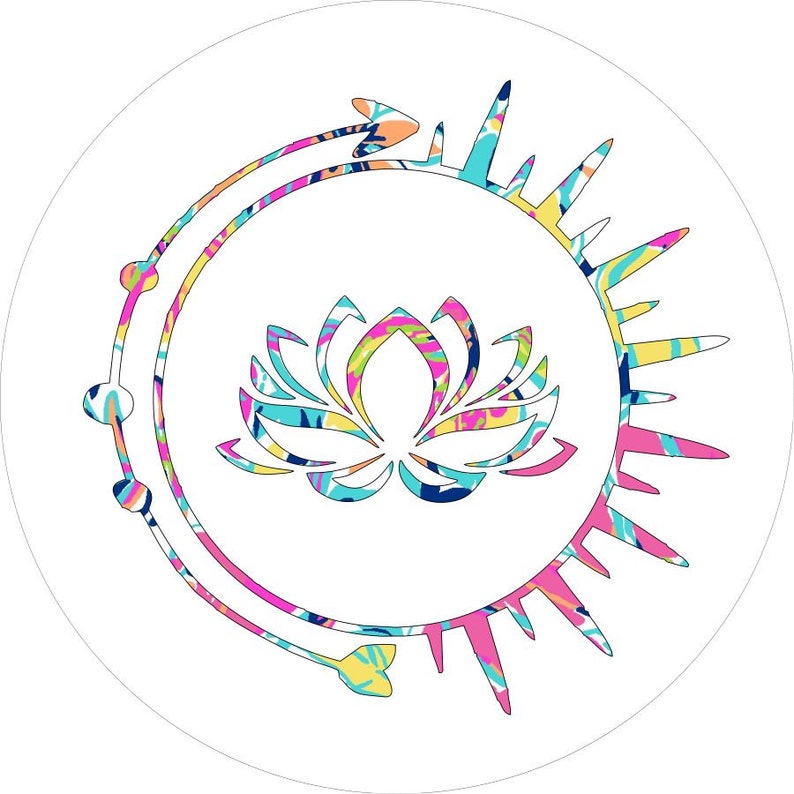Lotus Flower Tie Dye Sun & Arrow White Spare Tire Cover