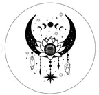 Lotus Mandala Moon With Crystals White Spare Tire Cover