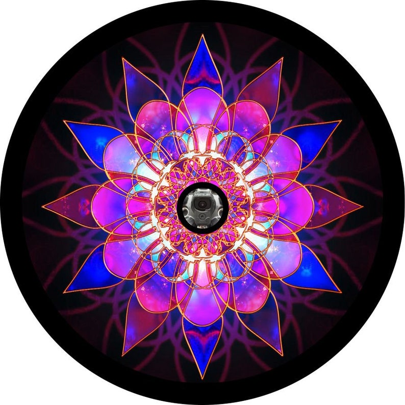 Magenta Pink Crystal Mandala Spare Tire Cover