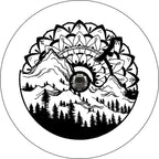 Mandala On The Mountain White Spare Tire Cover