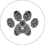 Mandala Paw White Spare Tire Cover
