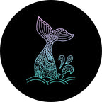 Mermaid Mandala Tail Black Spare Tire Cover
