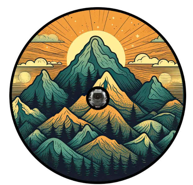 Mountain Landscape Vibrant Orange & Teal Spare Tire Cover