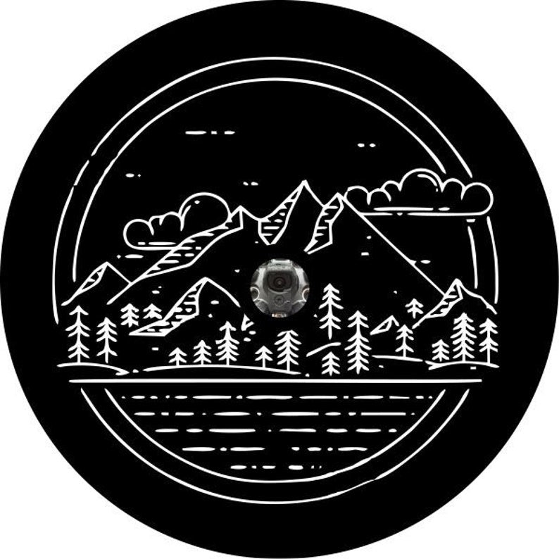 Mountain Range Black Spare Tire Cover
