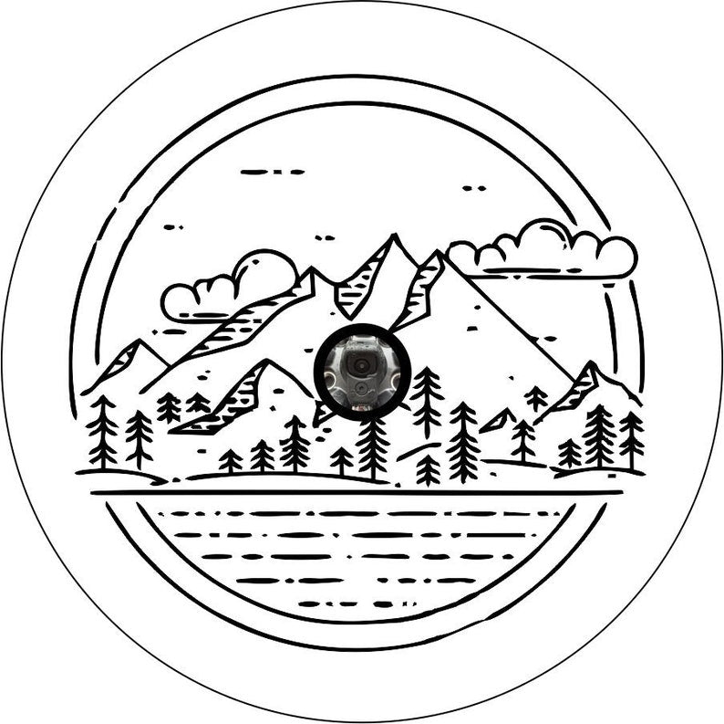 Mountain Range White Spare Tire Cover
