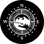 Mountain Road With Compass Black Spare Tire Cover