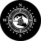 Mountain Road With Compass Black Spare Tire Cover