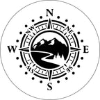 Mountain Road With Compass White Spare Tire Cover