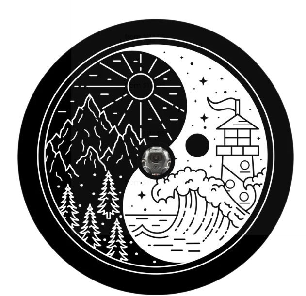 Mountains Meet Ocean Yin Yang Spare Tire Cover