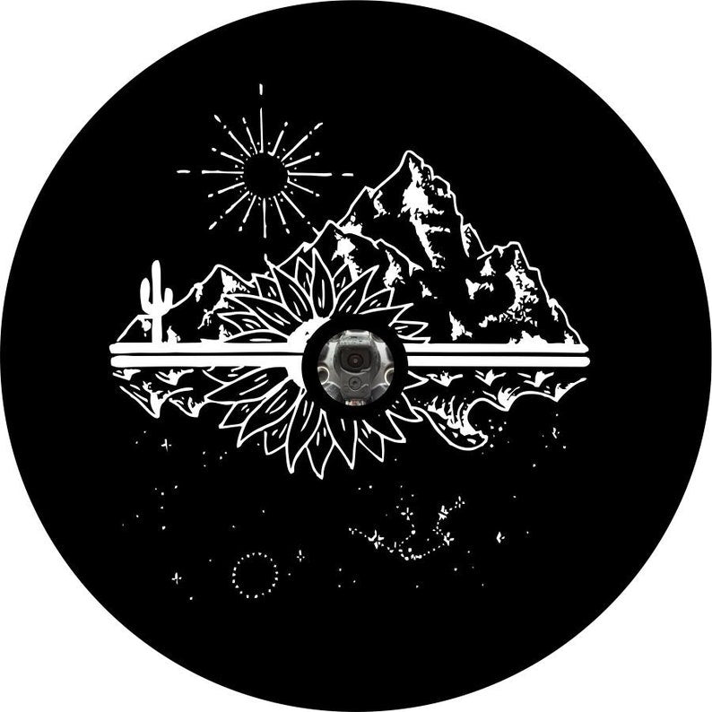 Mountain & Water Views Black Spare Tire Cover