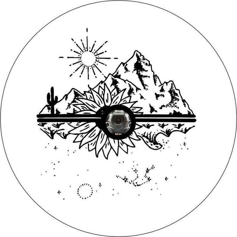 Mountain & Water Views White Spare Tire Cover