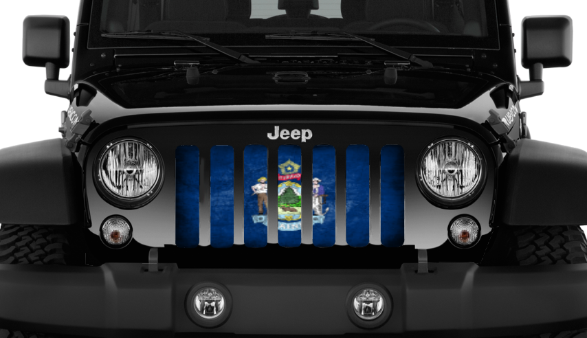 Maine Grunge State Flag Grille Insert