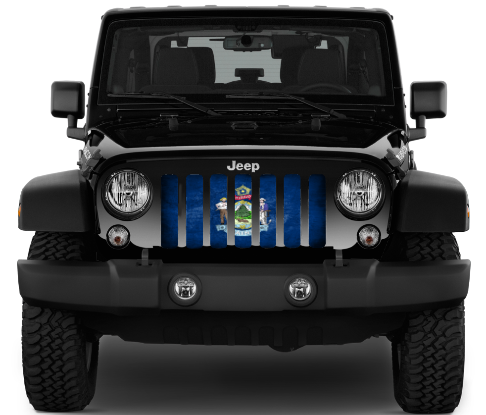 Maine Grunge State Flag Grille Insert