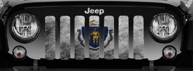 Massachusetts Grunge State Flag Grille Insert