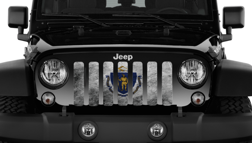 Massachusetts Grunge State Flag Grille Insert