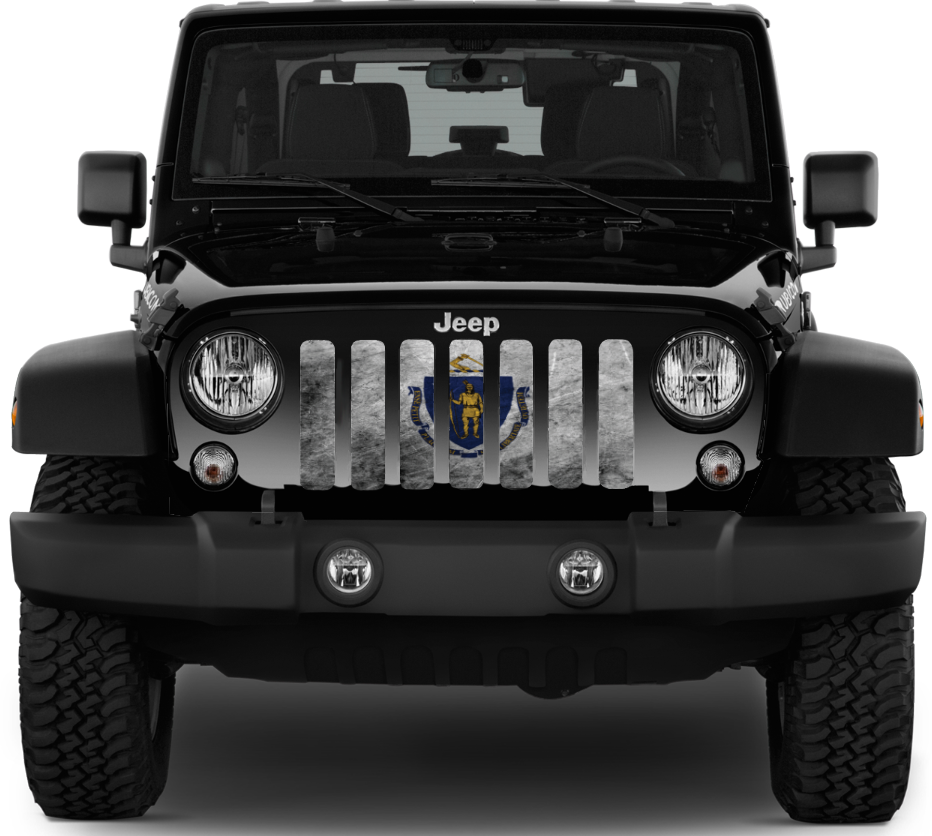 Massachusetts Grunge State Flag Grille Insert