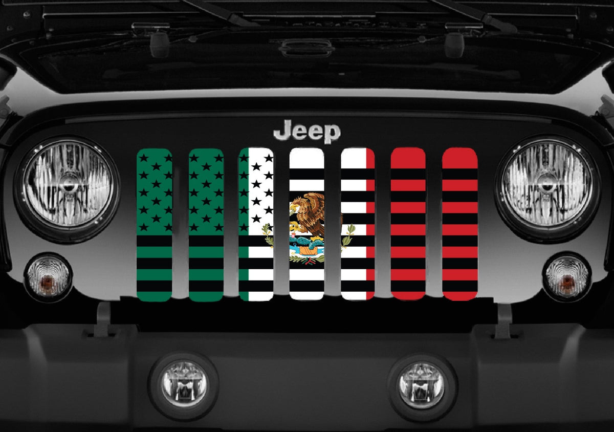 Mexican American Flag Grille Insert