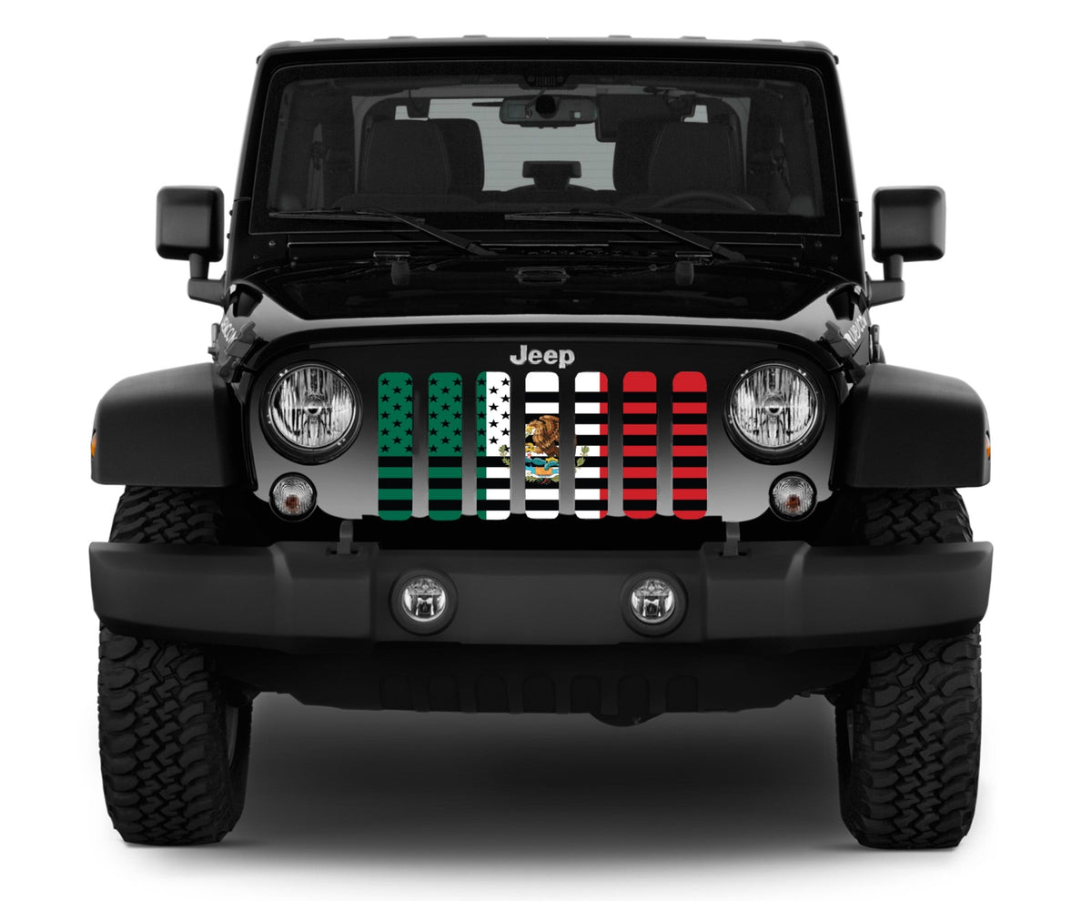 Mexican American Flag Grille Insert