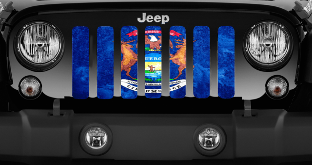 Michigan Grunge State Flag Grille Insert