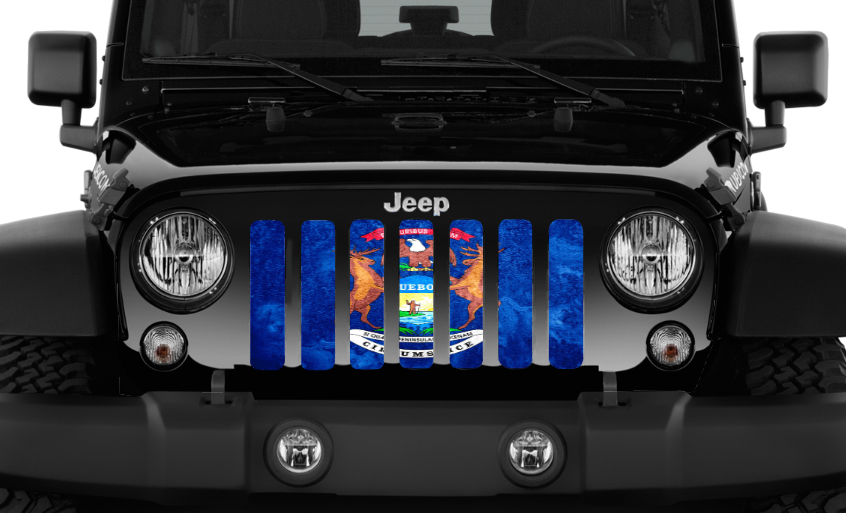 Michigan Grunge State Flag Grille Insert
