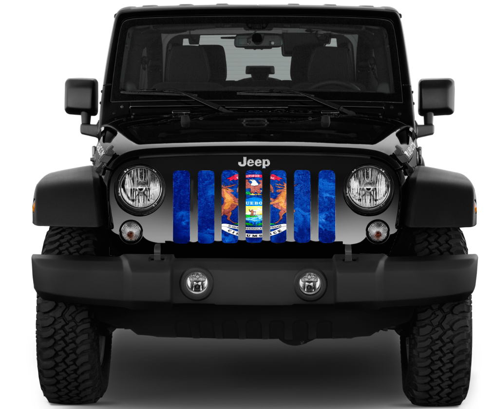 Michigan Grunge State Flag Grille Insert