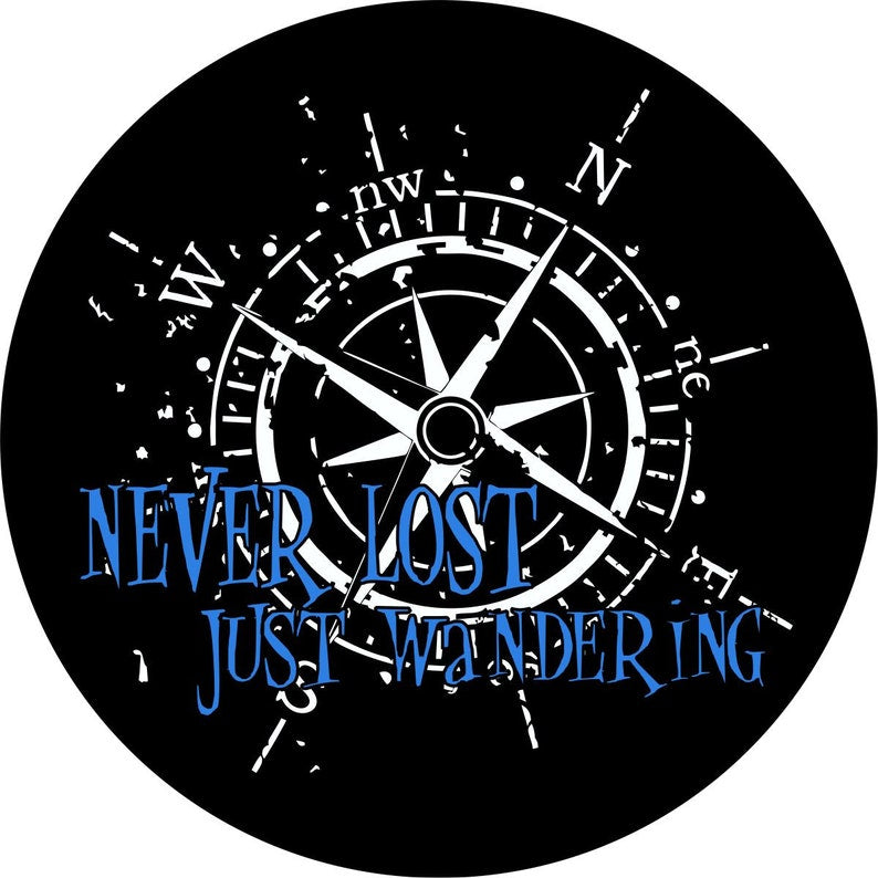 Never Lost Just Wandering Compass Blue Spare Tire Cover