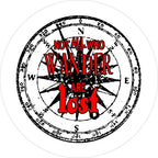 Not All Who Wander Are Lost Compass White Background & Red Spare Tire Cover