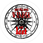 Not All Who Wander Are Lost Compass White Background & Red Spare Tire Cover