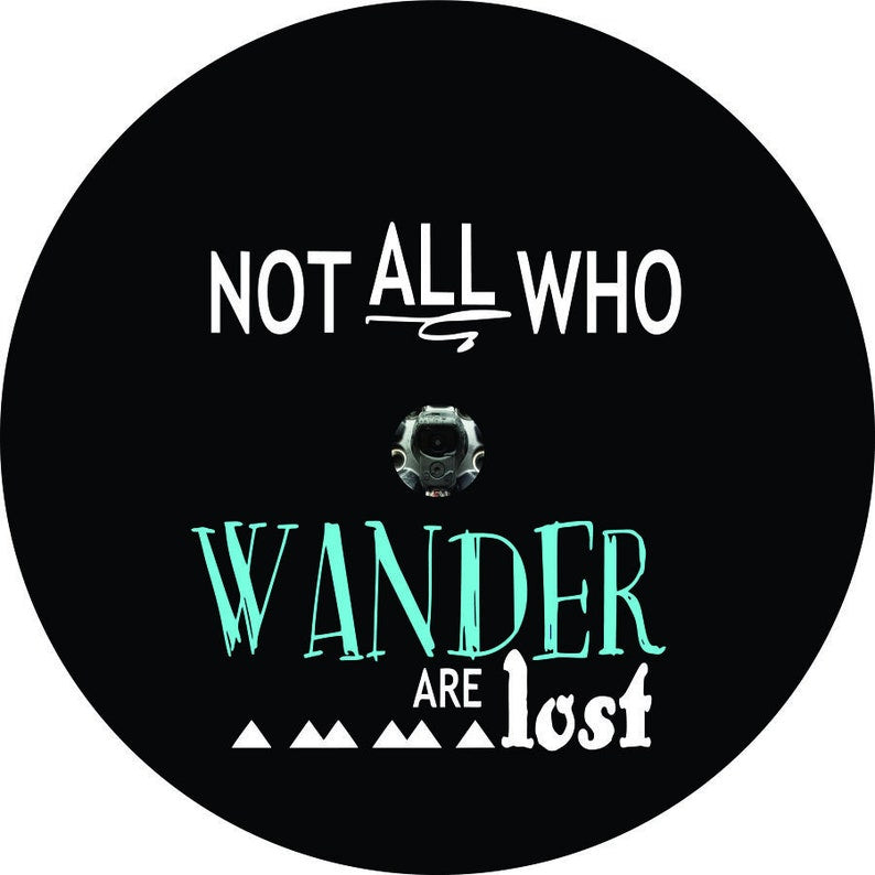 Not All Who Wander Distressed Compass Black & Teal Spare Tire Cover