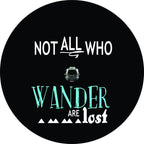 Not All Who Wander Distressed Compass Black & Teal Spare Tire Cover