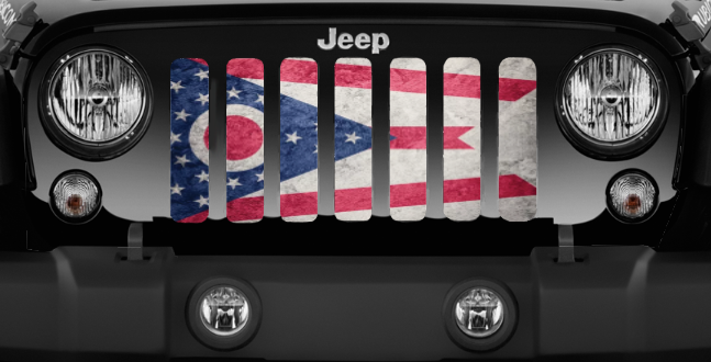 Ohio Grunge State Flag Grille Insert