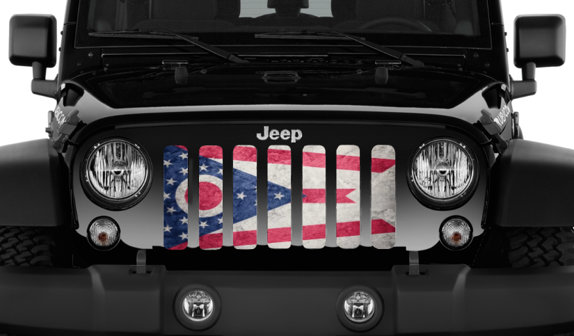Ohio Grunge State Flag Grille Insert