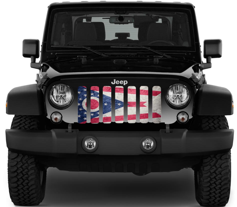 Ohio Grunge State Flag Grille Insert