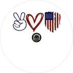 Peace Love America White Spare Tire Cover