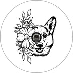 Pembroke Welsh Corgi With Flowers White Background Spare Tire Cover