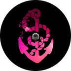 Pink Ombre Anchor Black Spare Tire Cover