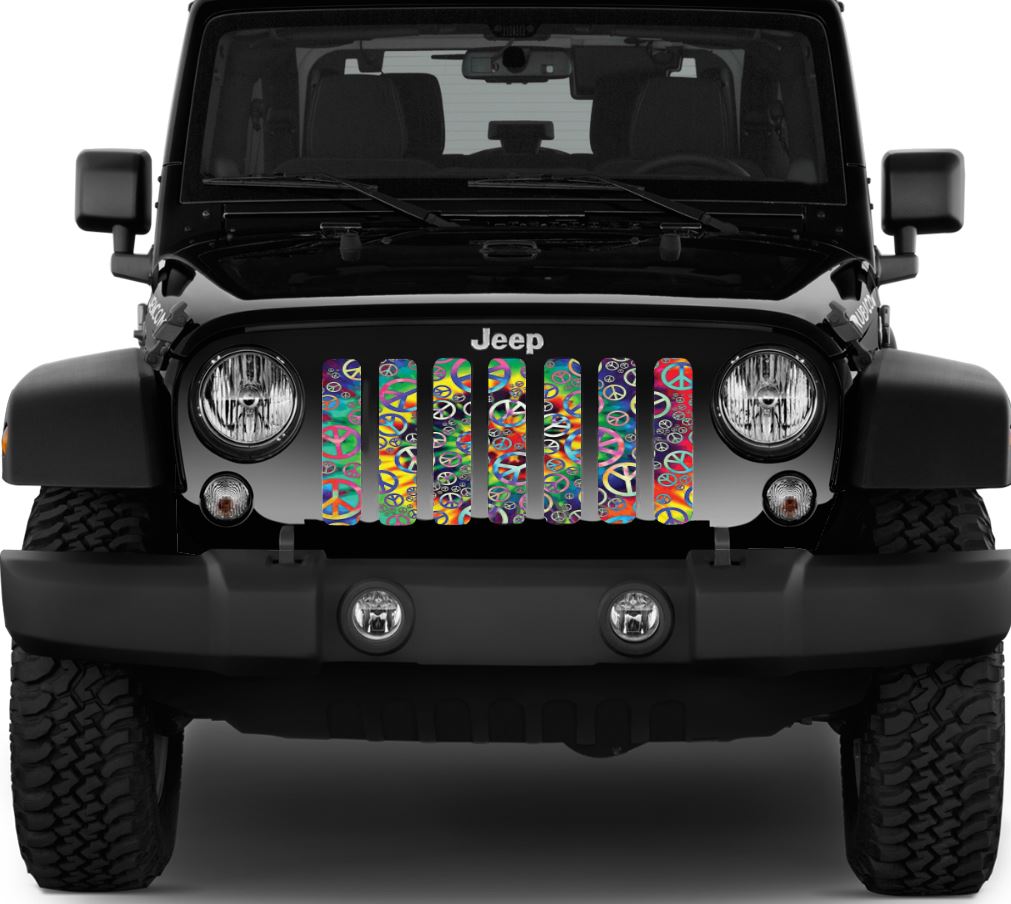 Peace Tie Dye Print Jeep Grille Insert