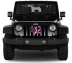 Pink Hearts Breast Cancer Ribbon Grille Insert