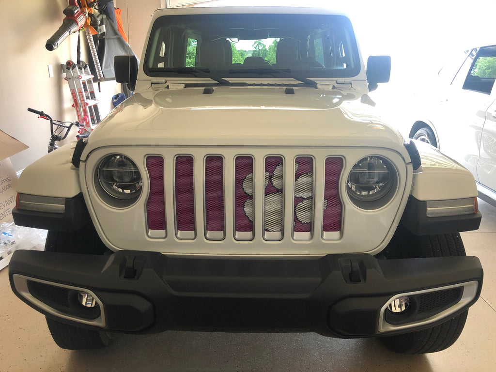 White Tiger Paw Hot Pink Grille Insert