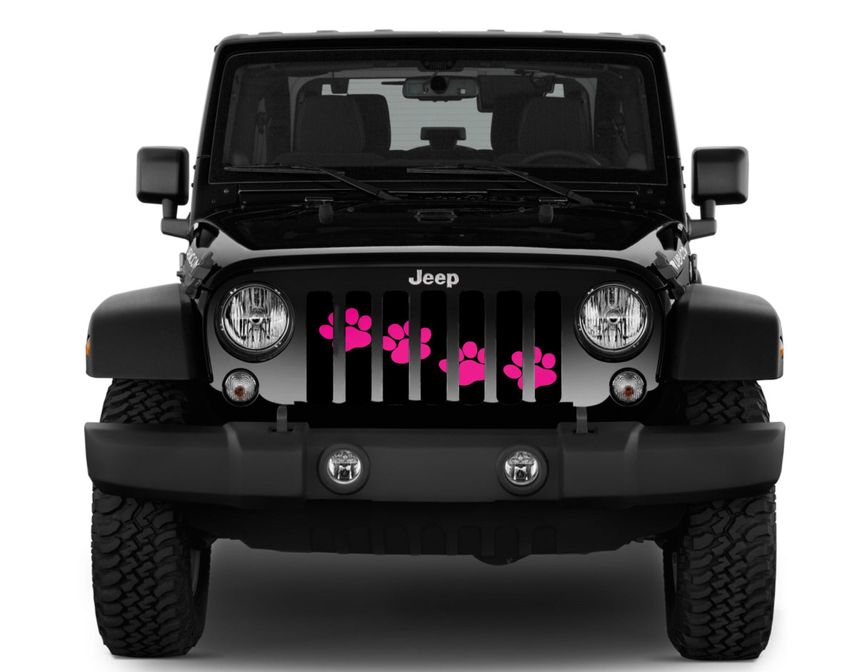 Puppy Paw Prints Pink Diagonal Grille Insert