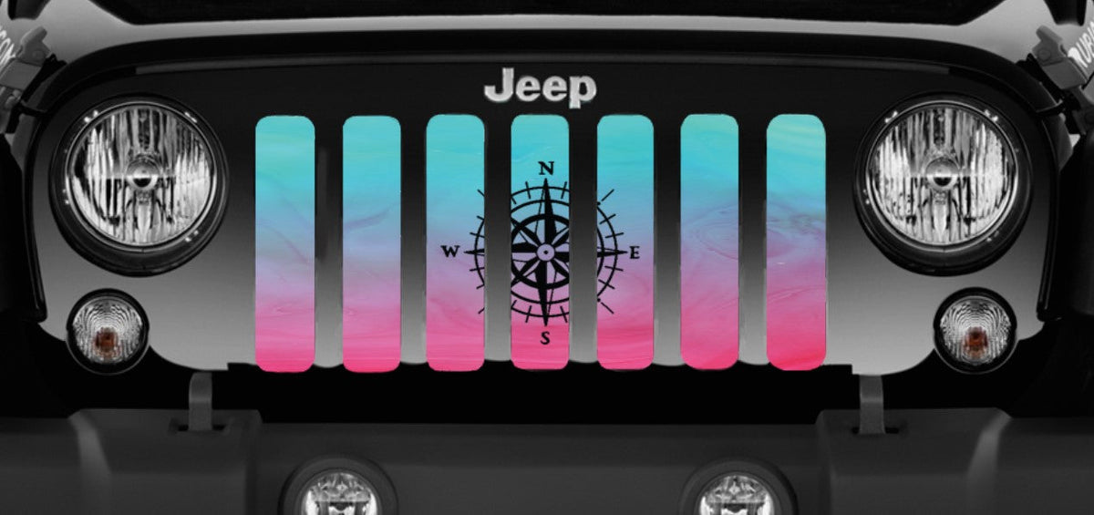Pink and Teal Compass Grille Insert