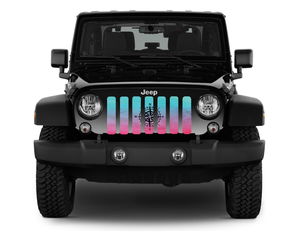 Pink and Teal Compass Grille Insert
